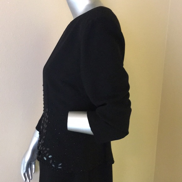 Donna Morgan Floral Beaded Formal Midi Dress 3/4 Sleeves - Picture 7 of 16